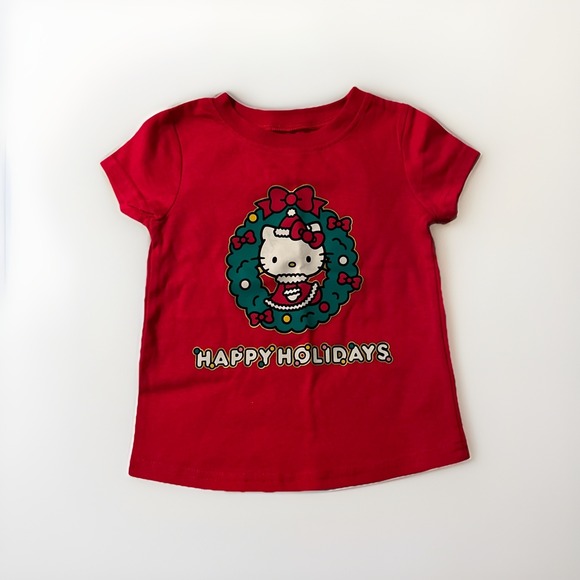 Hello Kitty Other - HELLO KITTY Christmas Happy Holidays Short Sleeve Top! Size 3T Cute